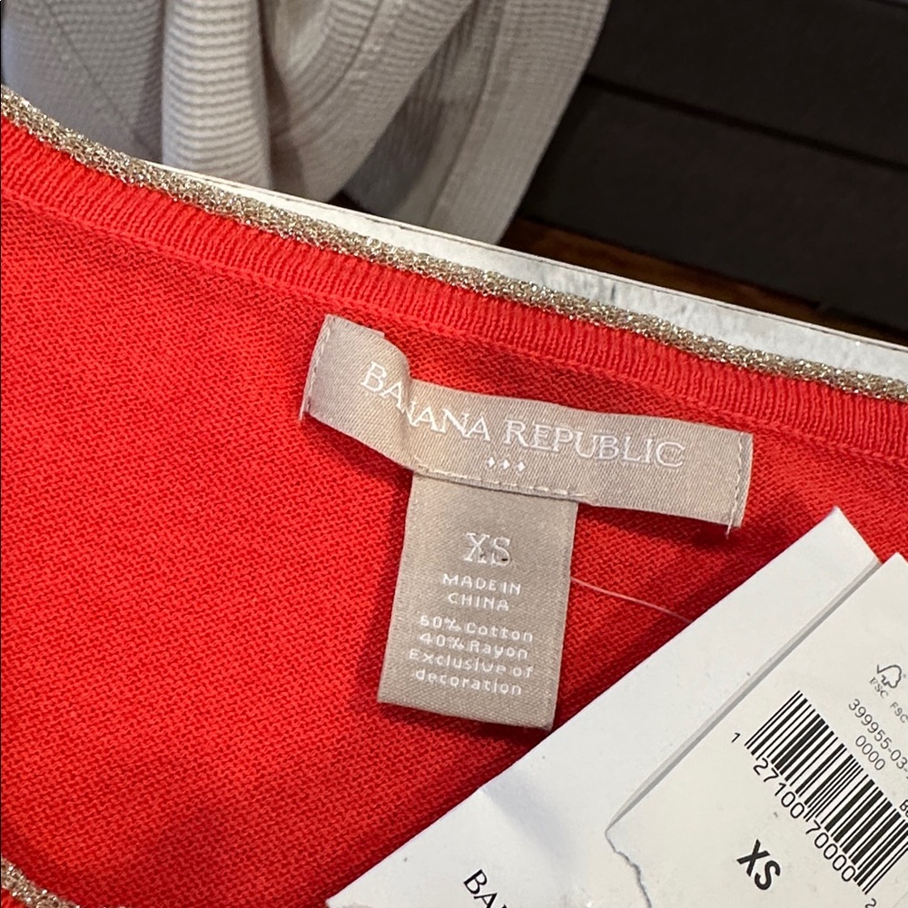 Banana Republic Sz XS Vibrant Coral Cardigan • NWT! - Picture 7 of 9